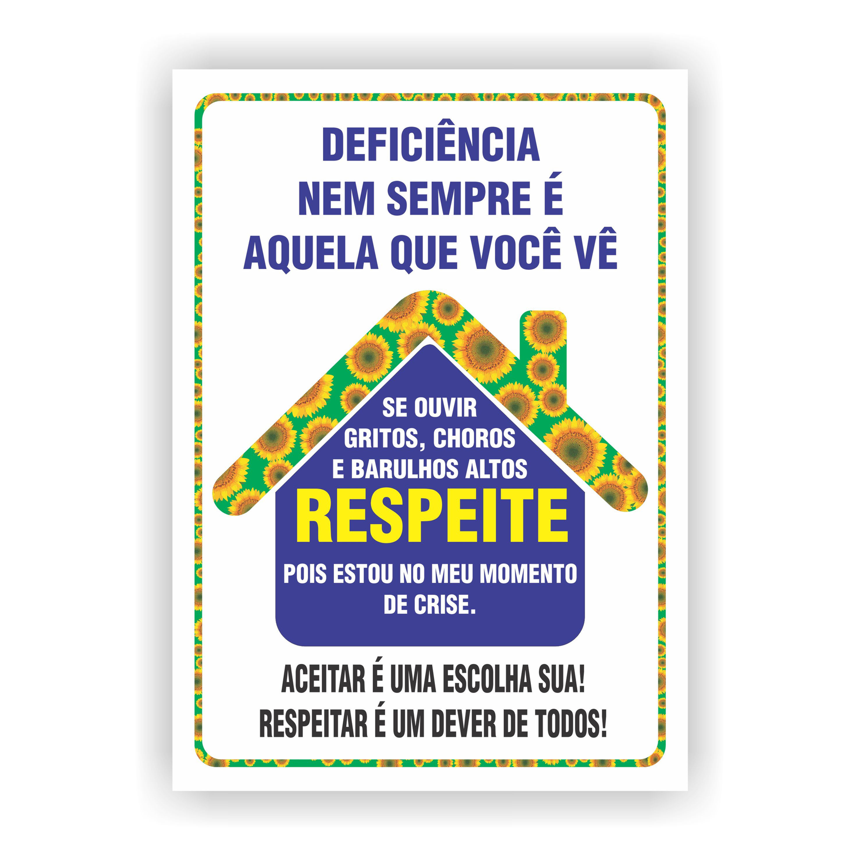 Placa 21x15cm Deficiência Oculta Tdah Tda Dda Autismo