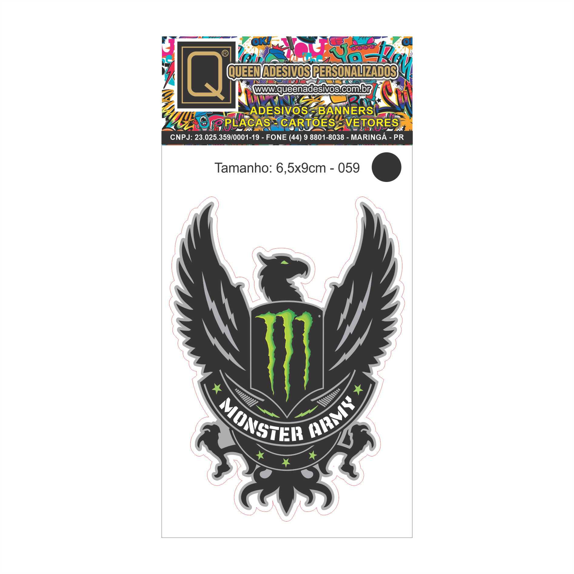 Adesivo Tamanho: 6,5x9cm - 059 - Monster