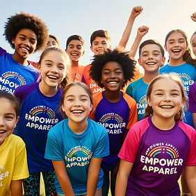 I need an images of a teenagers and young kids wearing a shirt with Empower Apparel listed