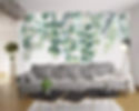 Living Room Wall Hand-Painted Watercolor Green Plants Leaf Background Wall Wallpaper Home Decor
