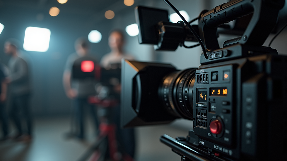 Close-up view of camera equipment on a production set