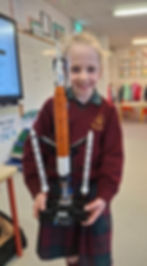 Rosie in 1st class built this amazing Lego rocket with her brother. It took 3 days to complete. She's promised to come back to tell us about what it's like to be an astronaut when she grows up! Well done Rosie!