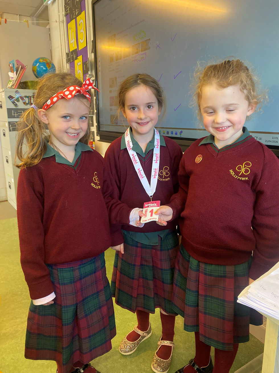 This is Lydia, Eva and Zoe. They received their Level 1 Gym Award from Bounce Gymnastics! Well done girls!