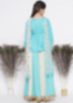 Miniature : Girls Blue & Off White Kali Work Lehenga with Handmade Latkan and Dupatta