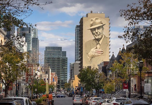 LC tribute mural portrait (Crescent Street, Montreal)