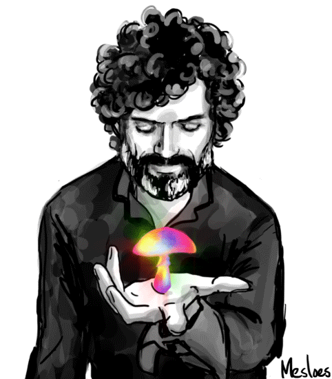 Terence McKenna and mushroom.gif