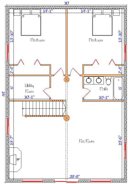 basement of 30x44 chalet log cabin