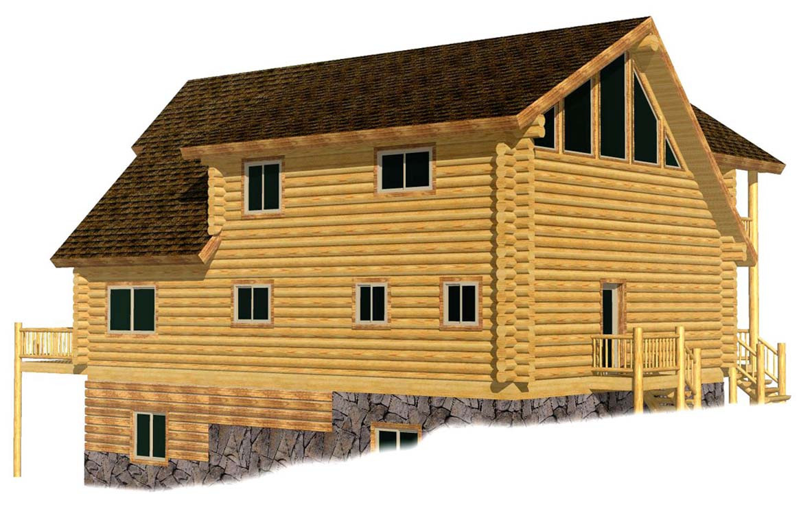 large log chalet design with shed dormer