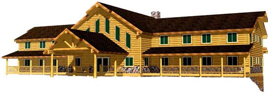 Log Timber frame commercial hotel motel grand entry portico covered porches