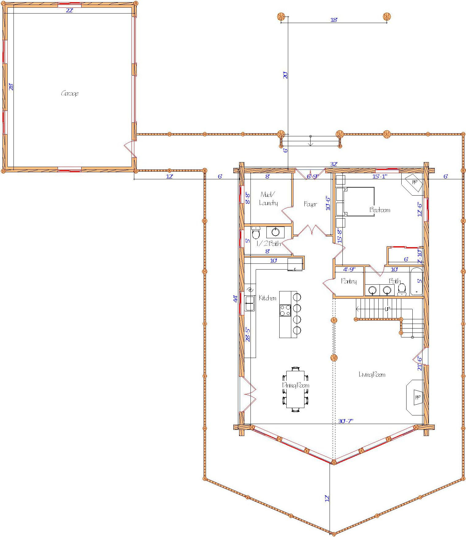 luxury large log home kit with garage living main floor
