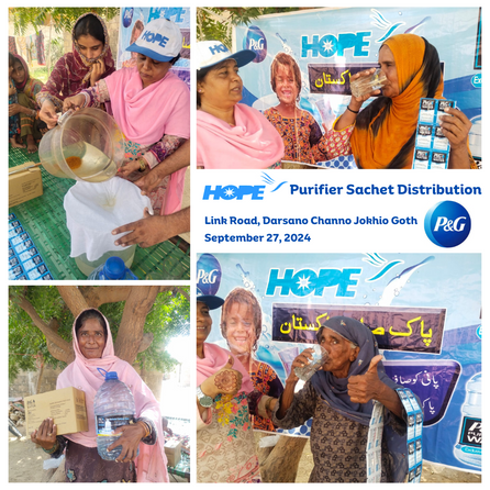 HOPE Field Team Distributes P&G Clean Water 💧Bundles to 400 Villagers in Remote Areas of Sindh, Pakistan 🇵🇰