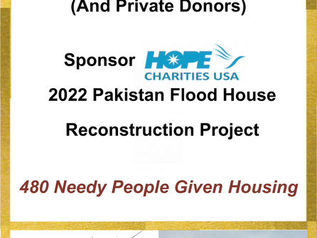 Darul Sadaqa786 More Than Doubles 📈 HOPE USA's Goal of Pakistan Flood Relief House Construction!