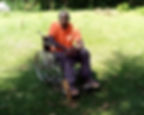 Man with Plastic Wheelchair Wheels
