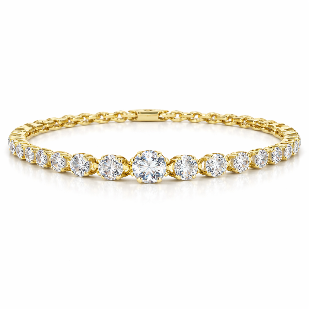 Womens Cubic Zirconia Tennis Bracelet Gold Colour Jewellery