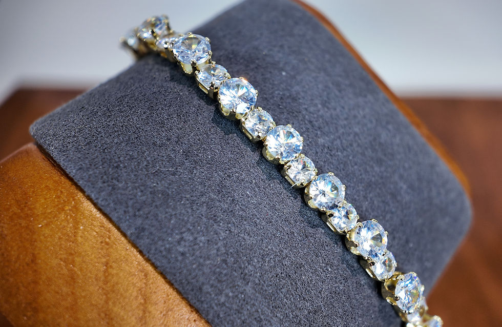 Thumbnail: Cubic Zirconia Tennis Bracelet Gold Colour Jewellery