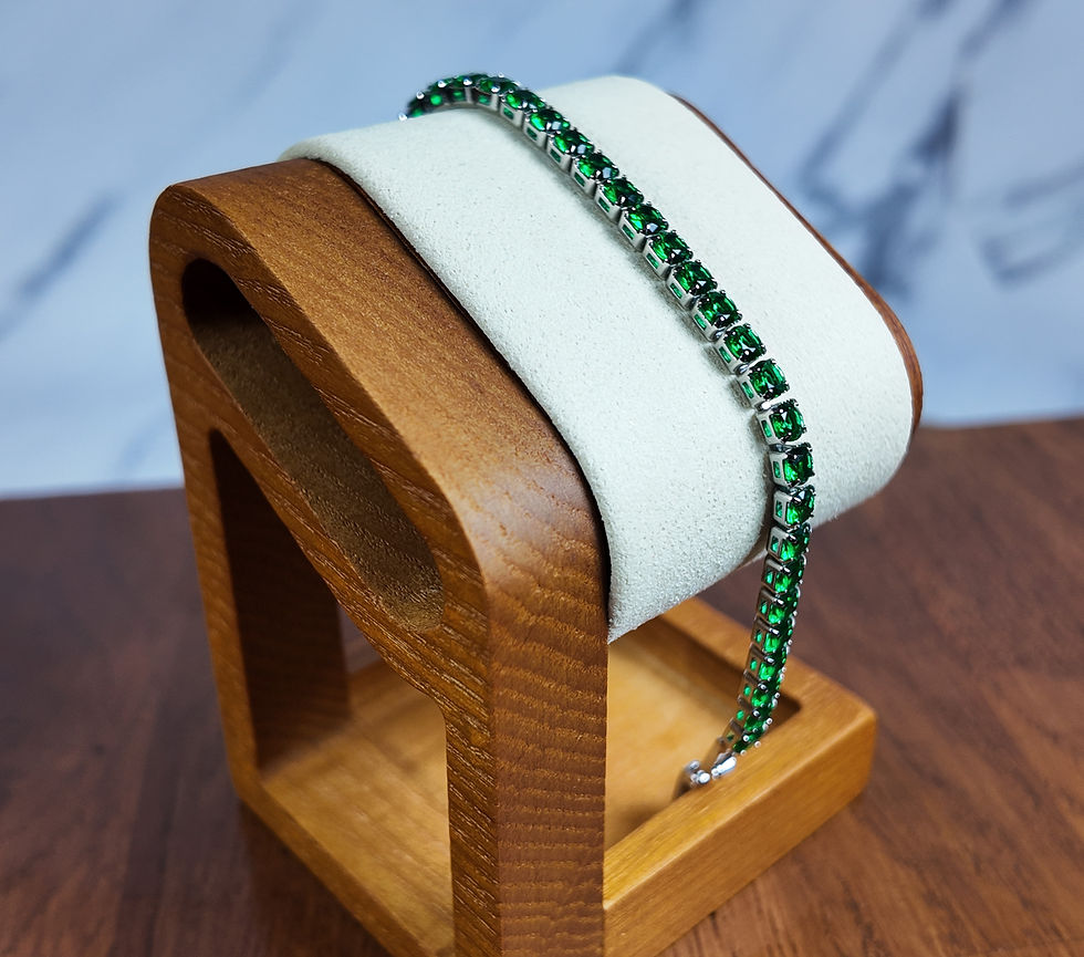 Thumbnail: Green Cubic Zirconia Bracelet Green Silver Jewellery Gift