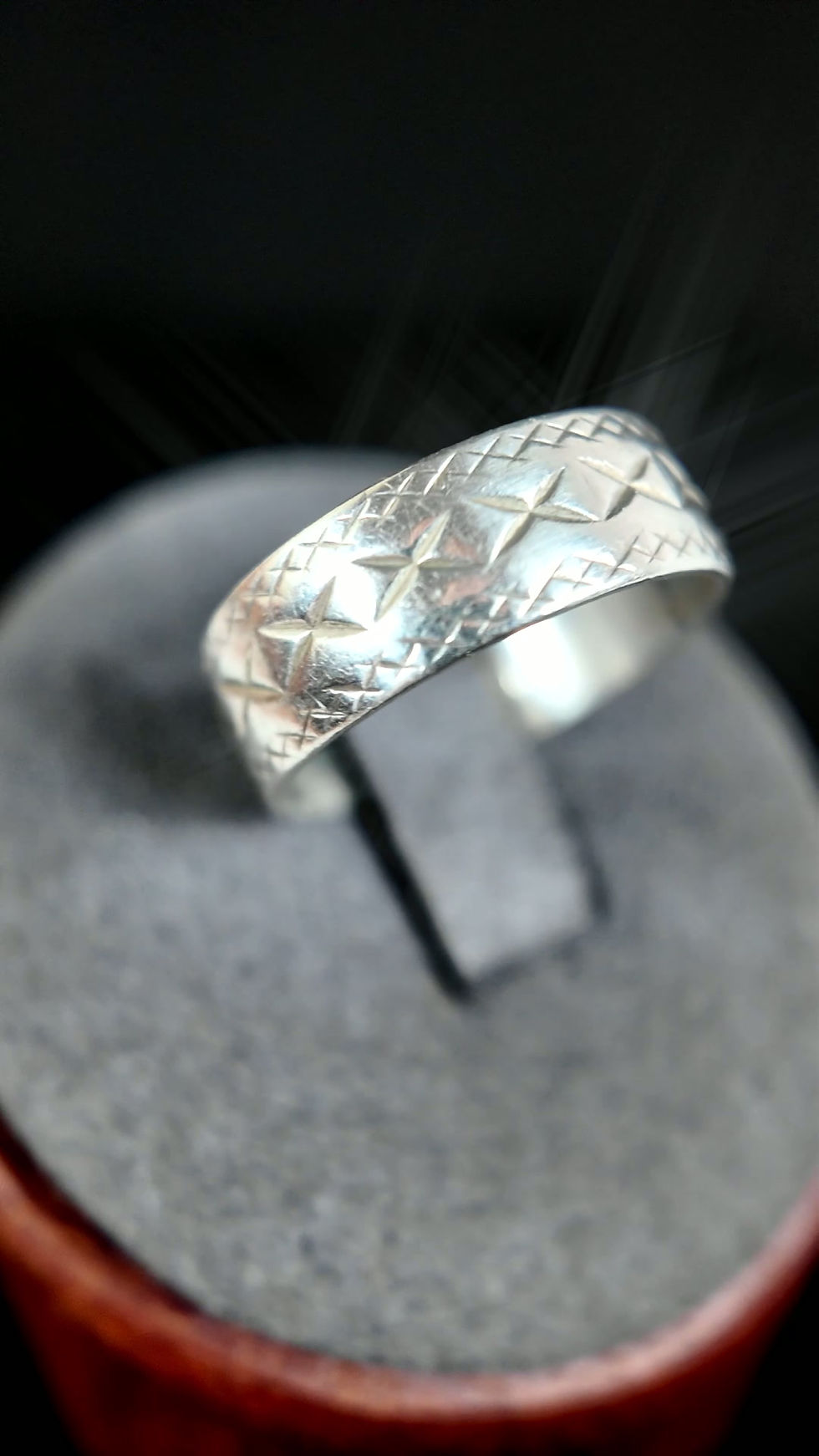 Thumbnail: P&RB Birmingham - 925 Silver Band Ring with Cross Design - Size M