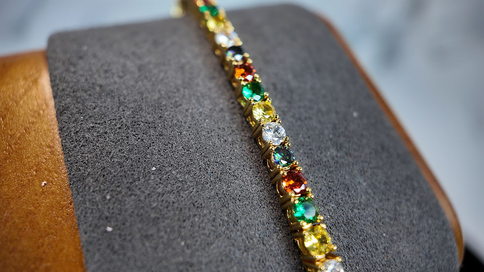 Thumbnail: Moissanite Tennis Bracelet 18K Gold Plated Silver Ajustable Luxury Gift