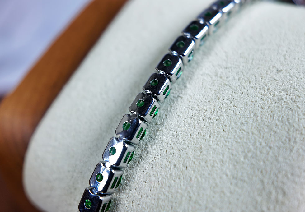 Thumbnail: Green Cubic Zirconia Bracelet Green Silver Jewellery Gift