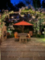 Evening in the garden patio