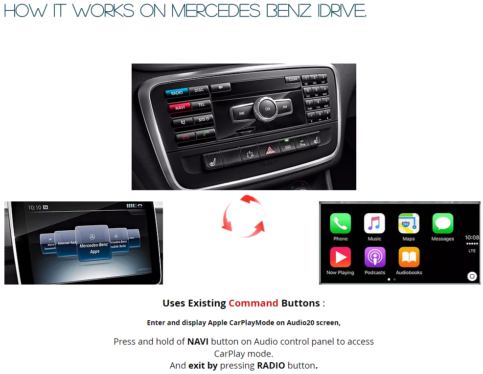 Apple CarPlay for 2016 and 2017 Mercedes Benz, with straight up