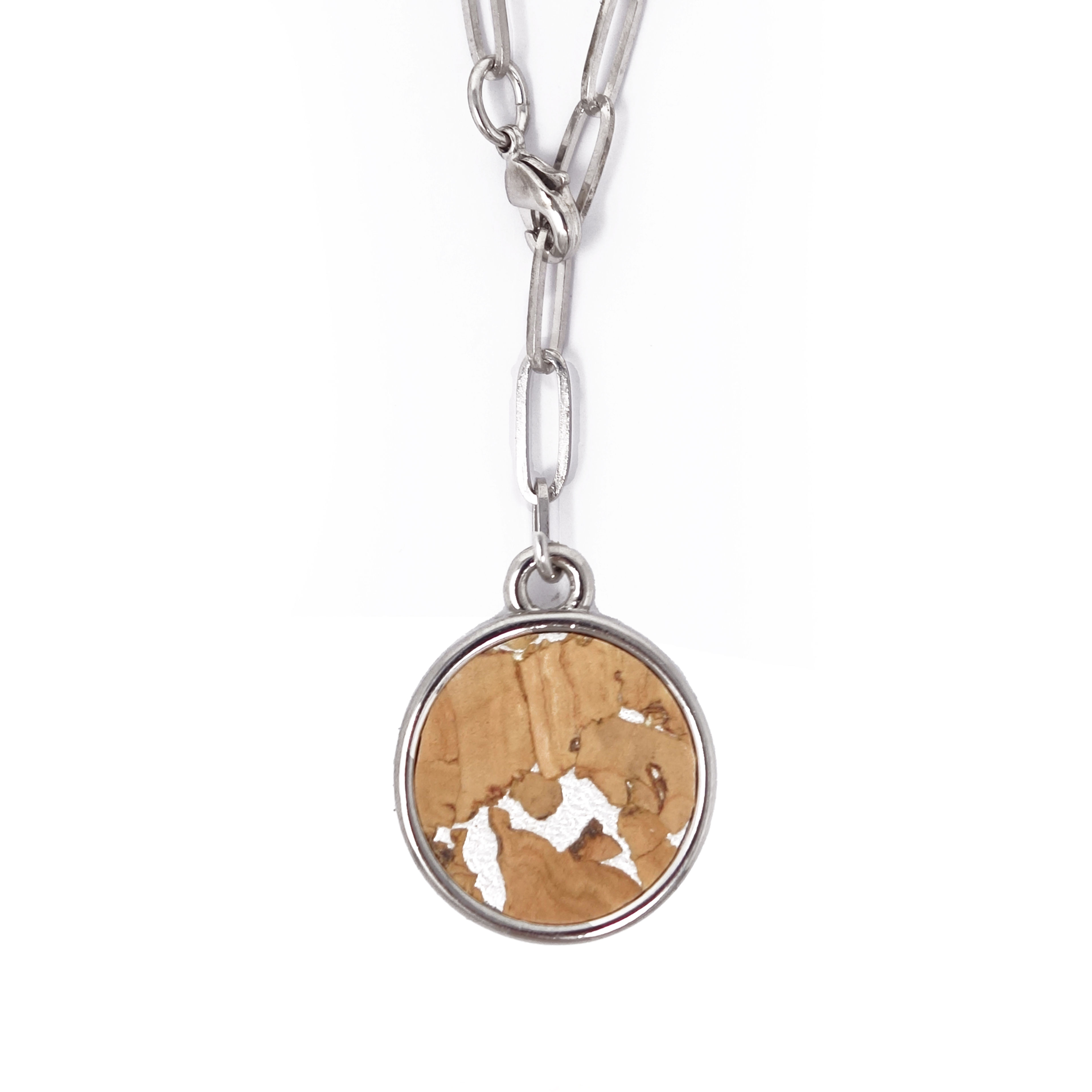 Kork Y-Halskette Rund - NATUR-SILVER