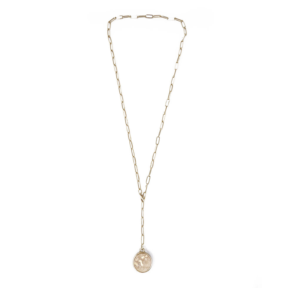 Miniaturbild: Kork Y-Halskette Rund - BEIGE-GOLD
