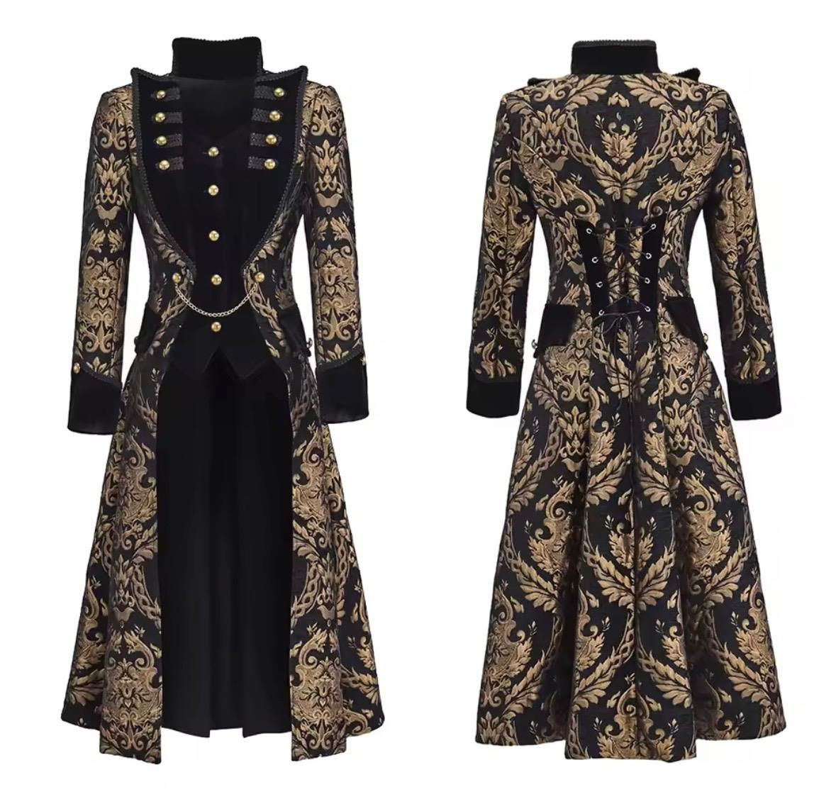 Casaco Longo Gótico Steampunk Medieval Vitoriano Unissex Cosplay