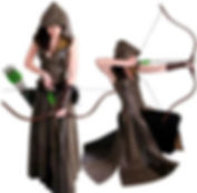Fantasia Arqueira Archer Rangern Caçadora com Capuz Medieval Couro PU