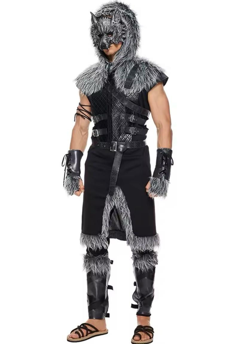 Miniatura: Fantasia Lobo Viking Medieval Lobisomem Guerreiro com Pelos