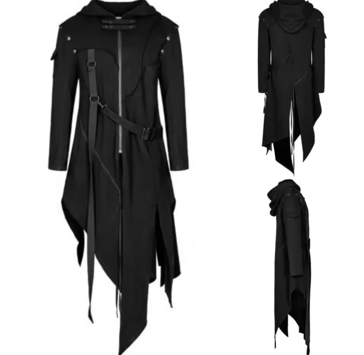 Fantasia Gótica Steampunk Medieval Masculino Preto Cosplay