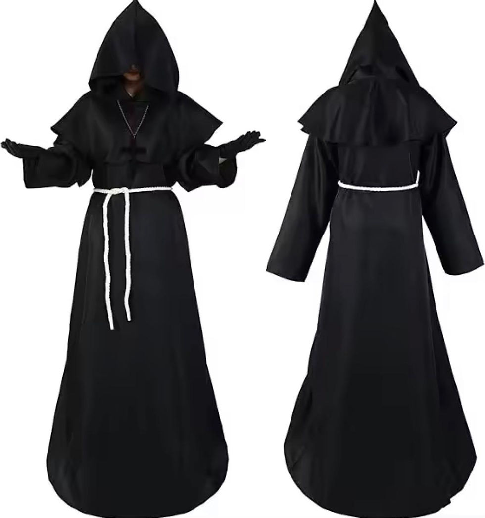 Miniatura: Fantasia Monge Medieval com Capuz Sacerdote Mago Cosplay