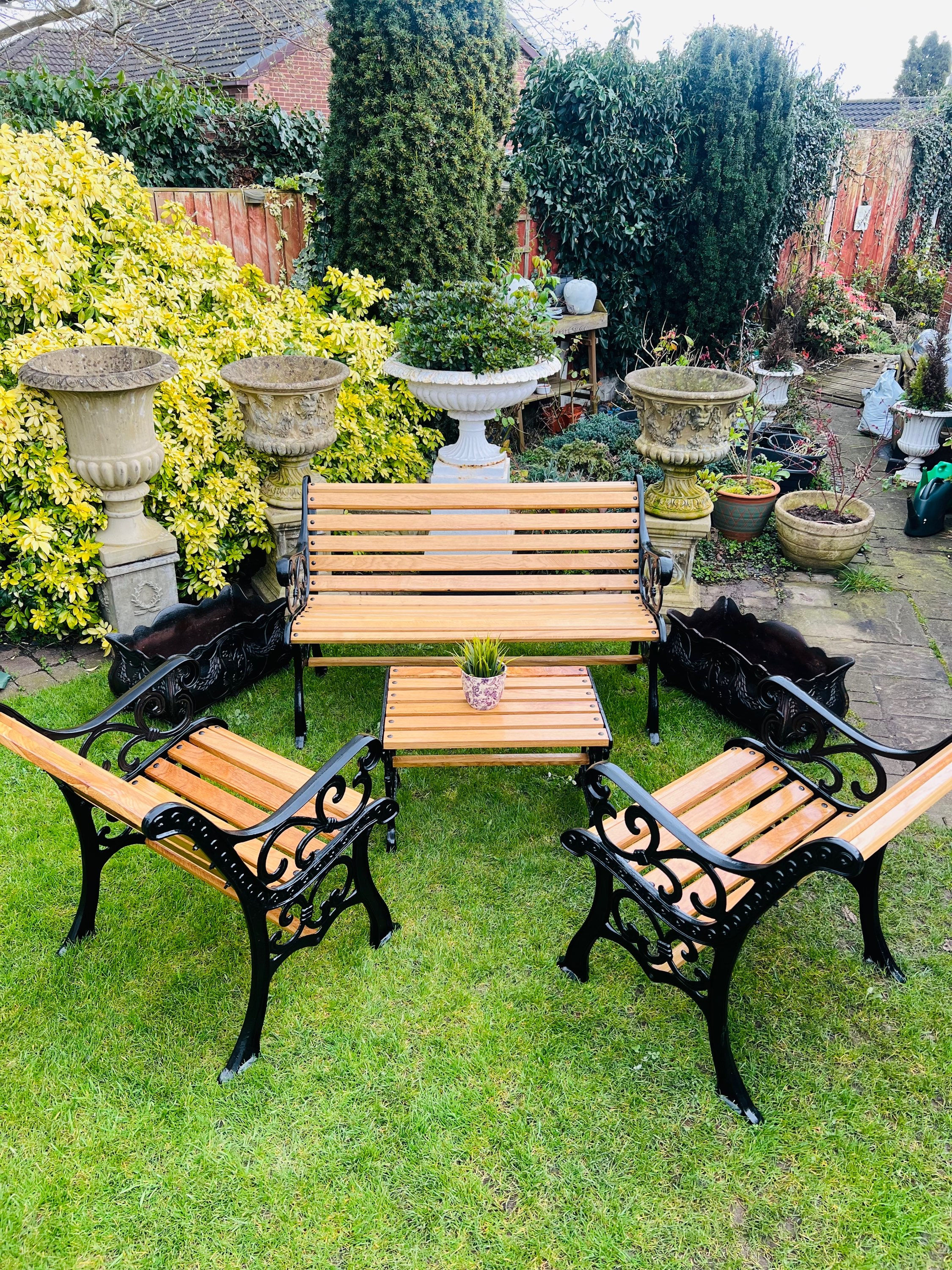Garden Bench Set Patio Set in Black