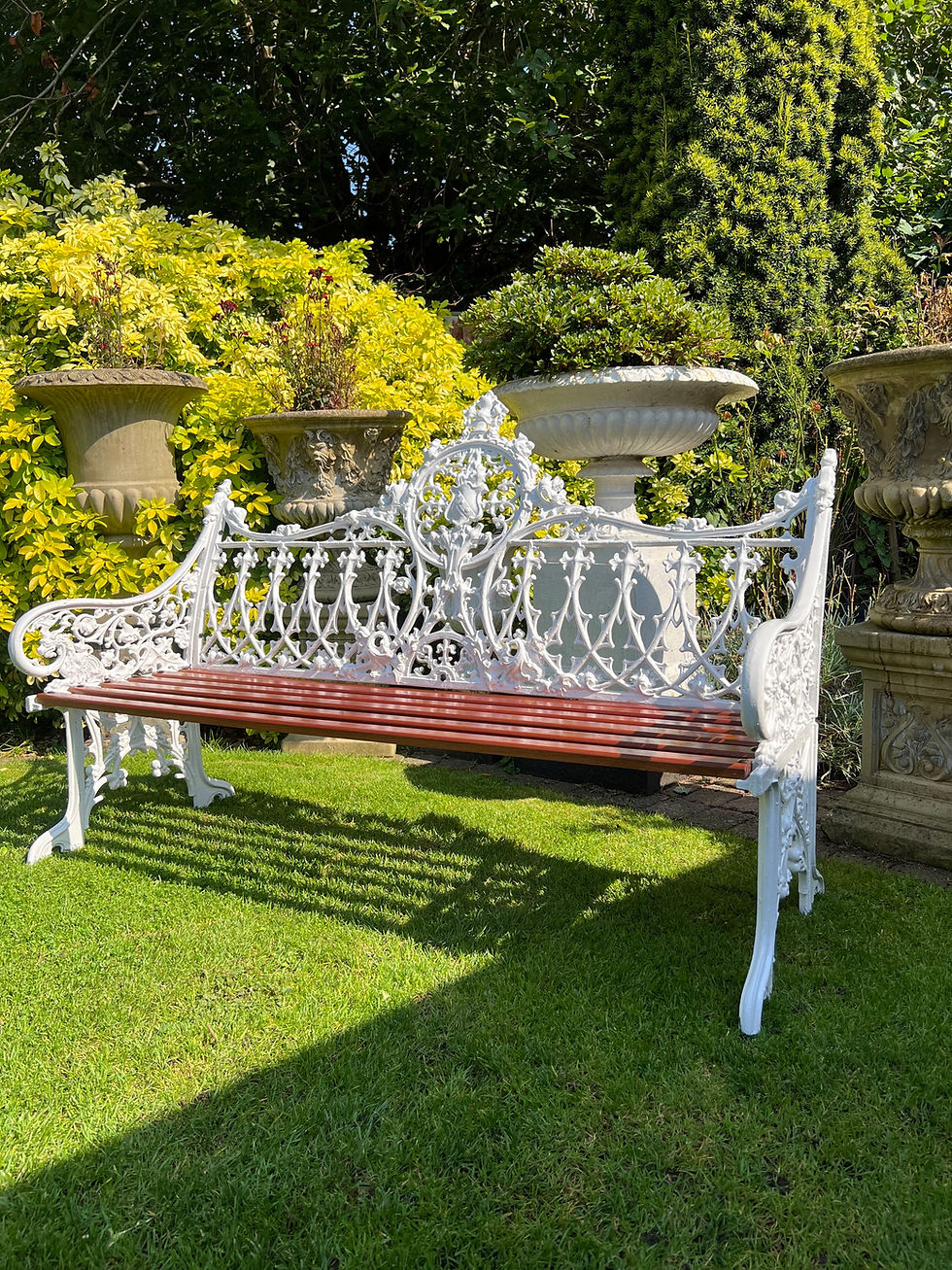 Thumbnail: Coalbrookdale Style Ornate White Garden Bench