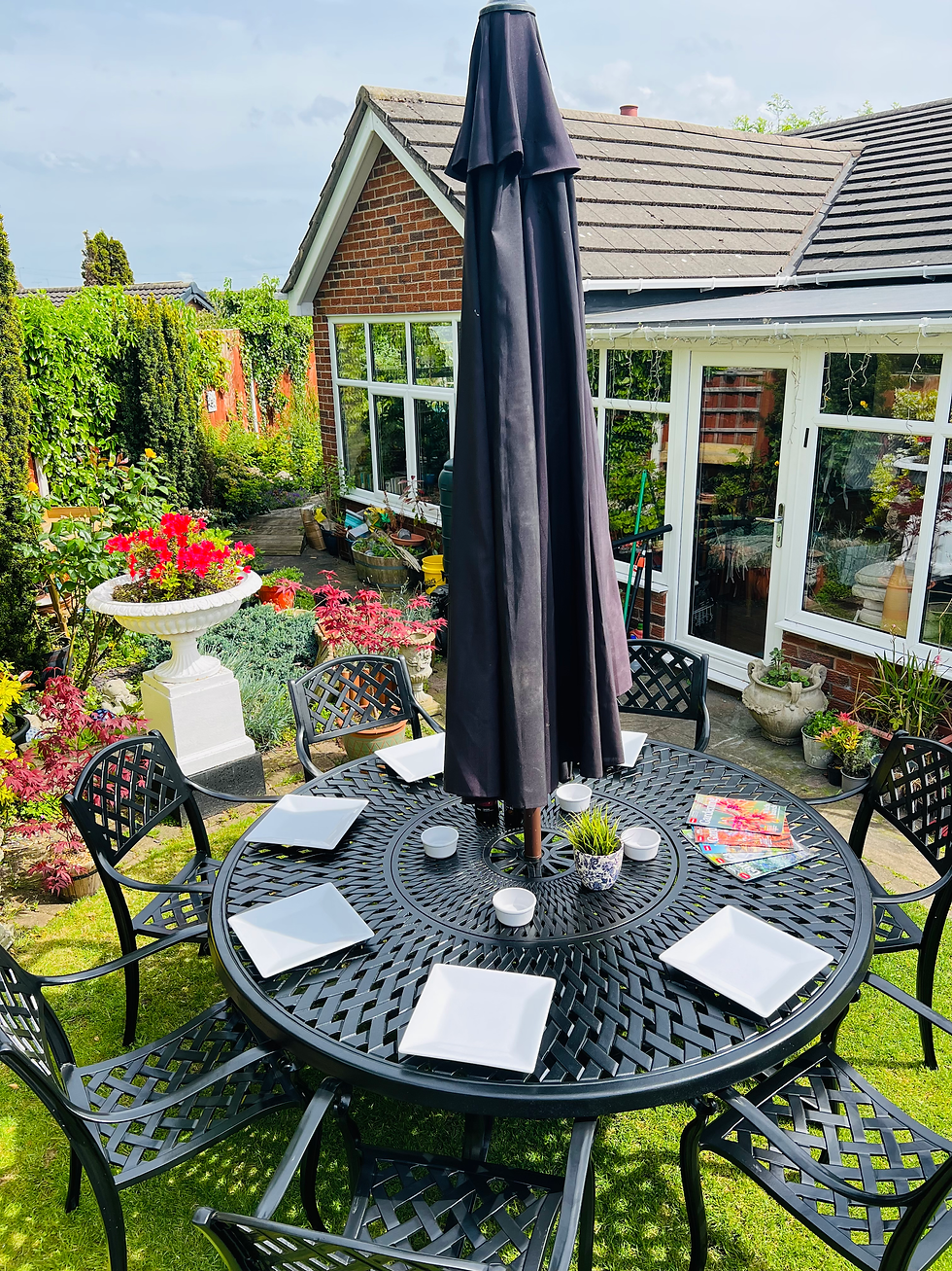 Thumbnail: Extra Large Patio Set with Lazy Susan and Parasol