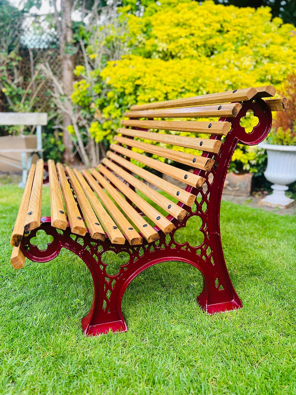 Thumbnail: Gothic Cast Iron and Oak Garden Bench