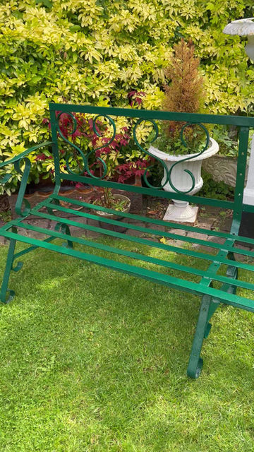 Thumbnail: French 19th Century Strap Work Garden Bench