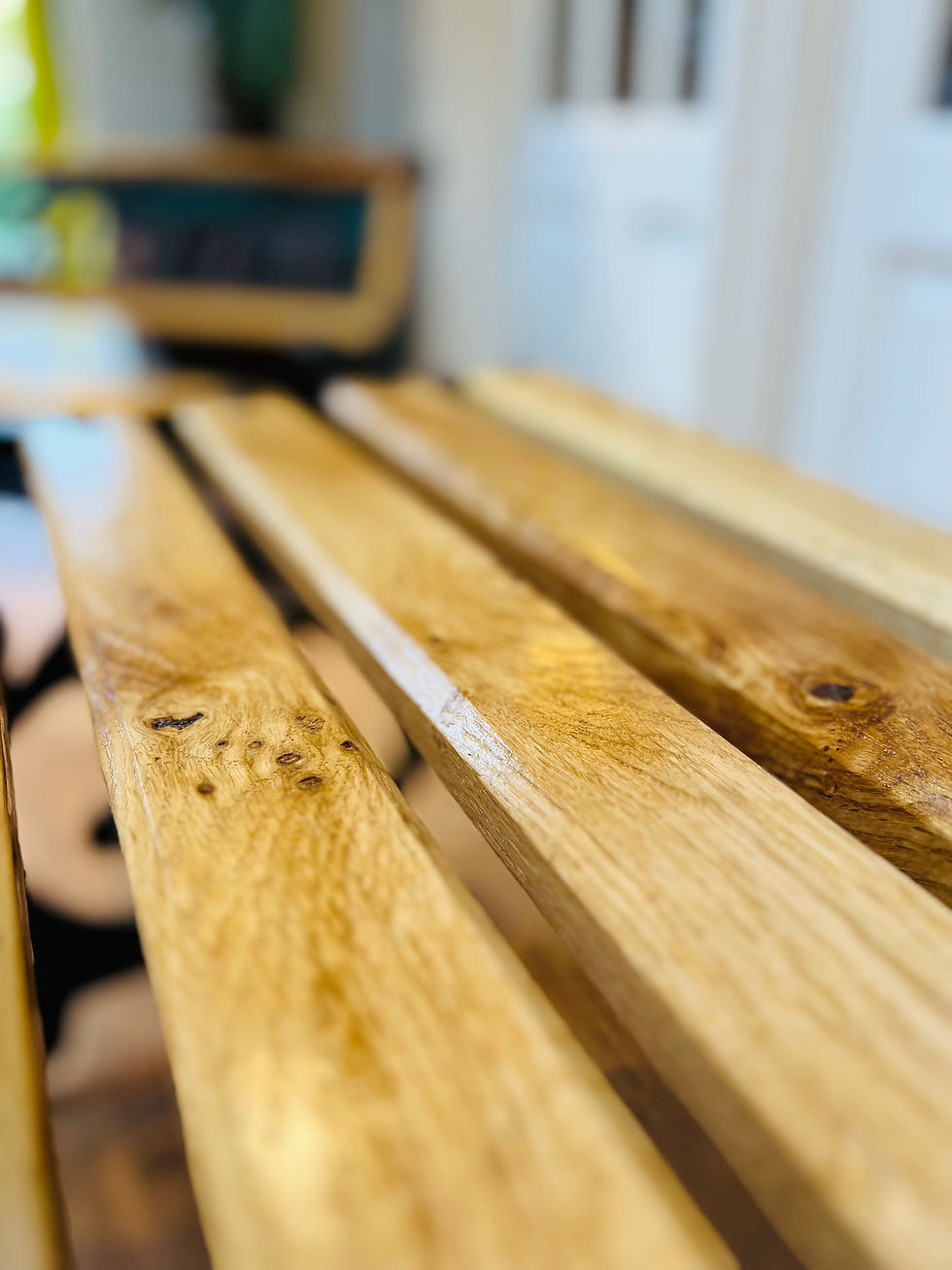 Thumbnail: Cast Iron and Oak Patio Side Coffee Table