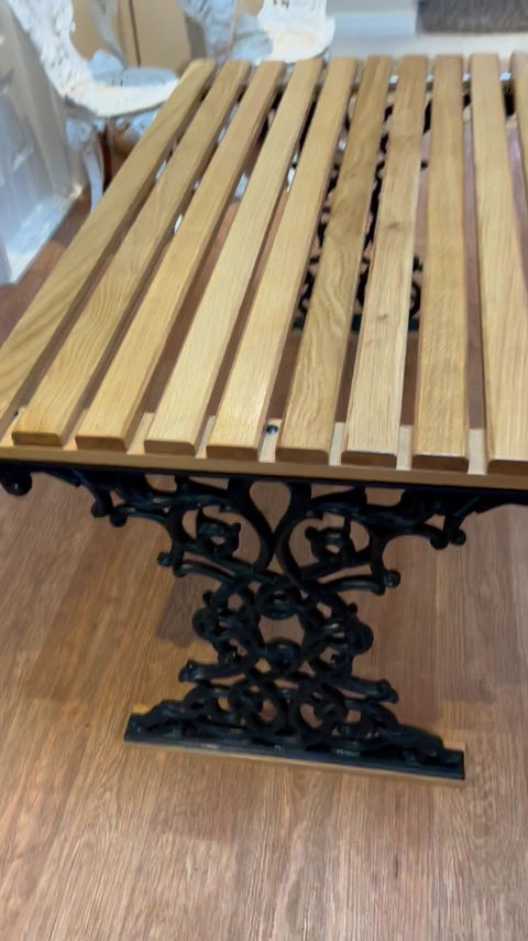 Thumbnail: Oak and Cast Iron Dining Table
