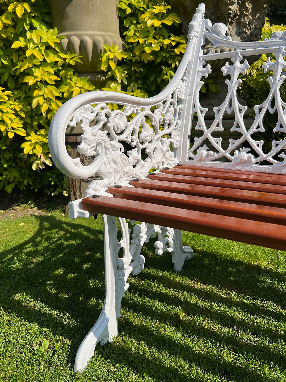 Thumbnail: Coalbrookdale Style Ornate White Garden Bench