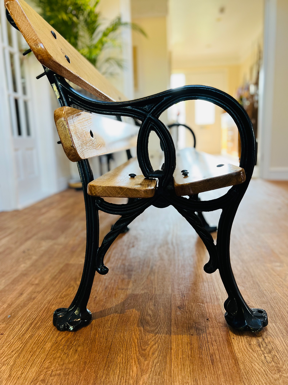 Thumbnail: 3 Section Garden Cast Iron Bench with Oak Slats