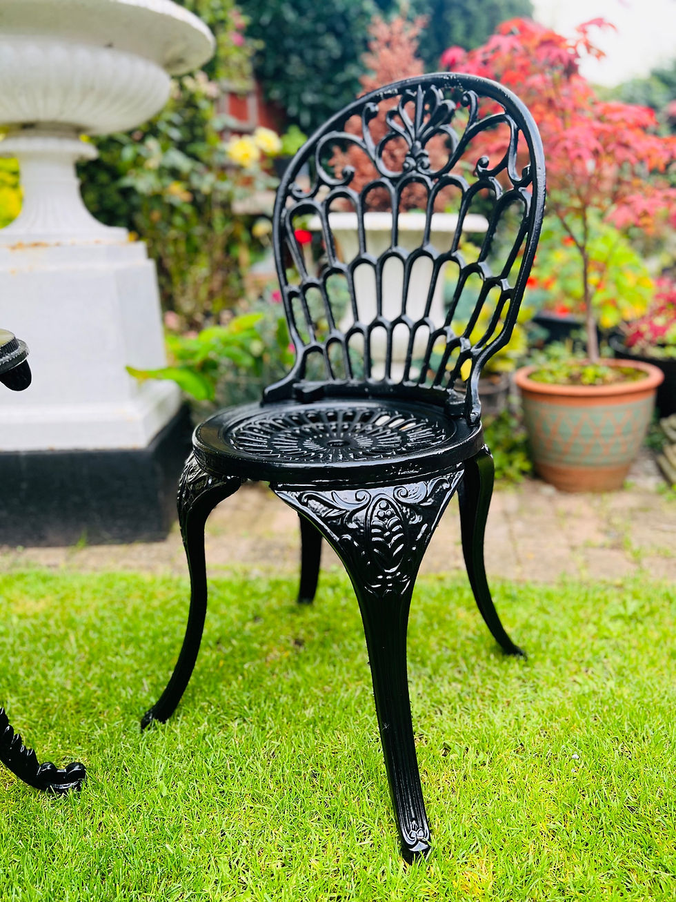 Thumbnail: Black Cast Iron Garden Furniture Patio Bistro Set