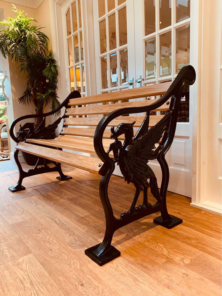 Cast Iron Garden Bench/Seat/Chair/LiverBird/Oak/Liverpool/Merseyside