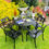 Thumbnail: Cast Iron Heavy 5 Seater Patio Set featuring Dolphins