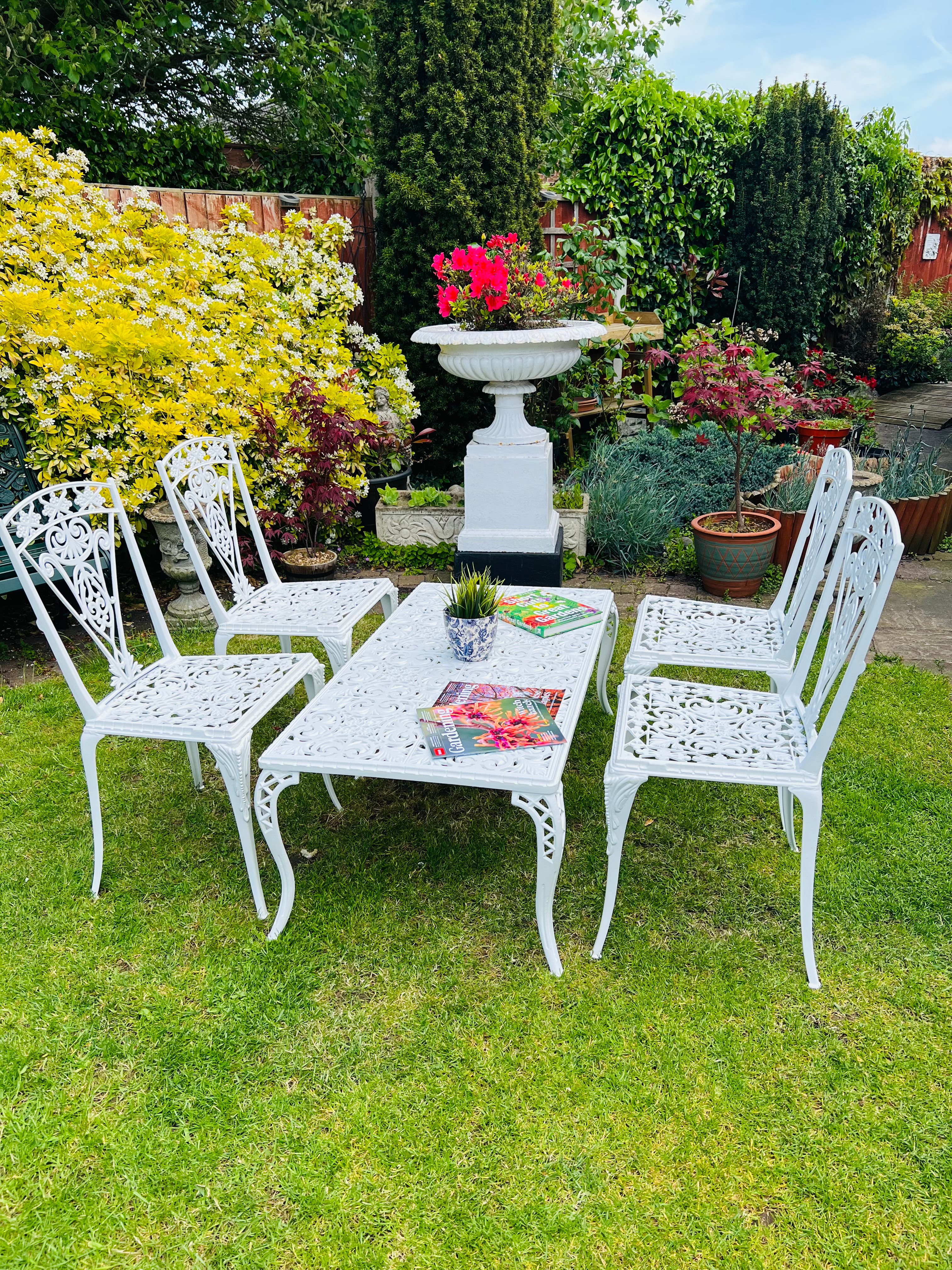 Beautiful Ornate White Patio Set
