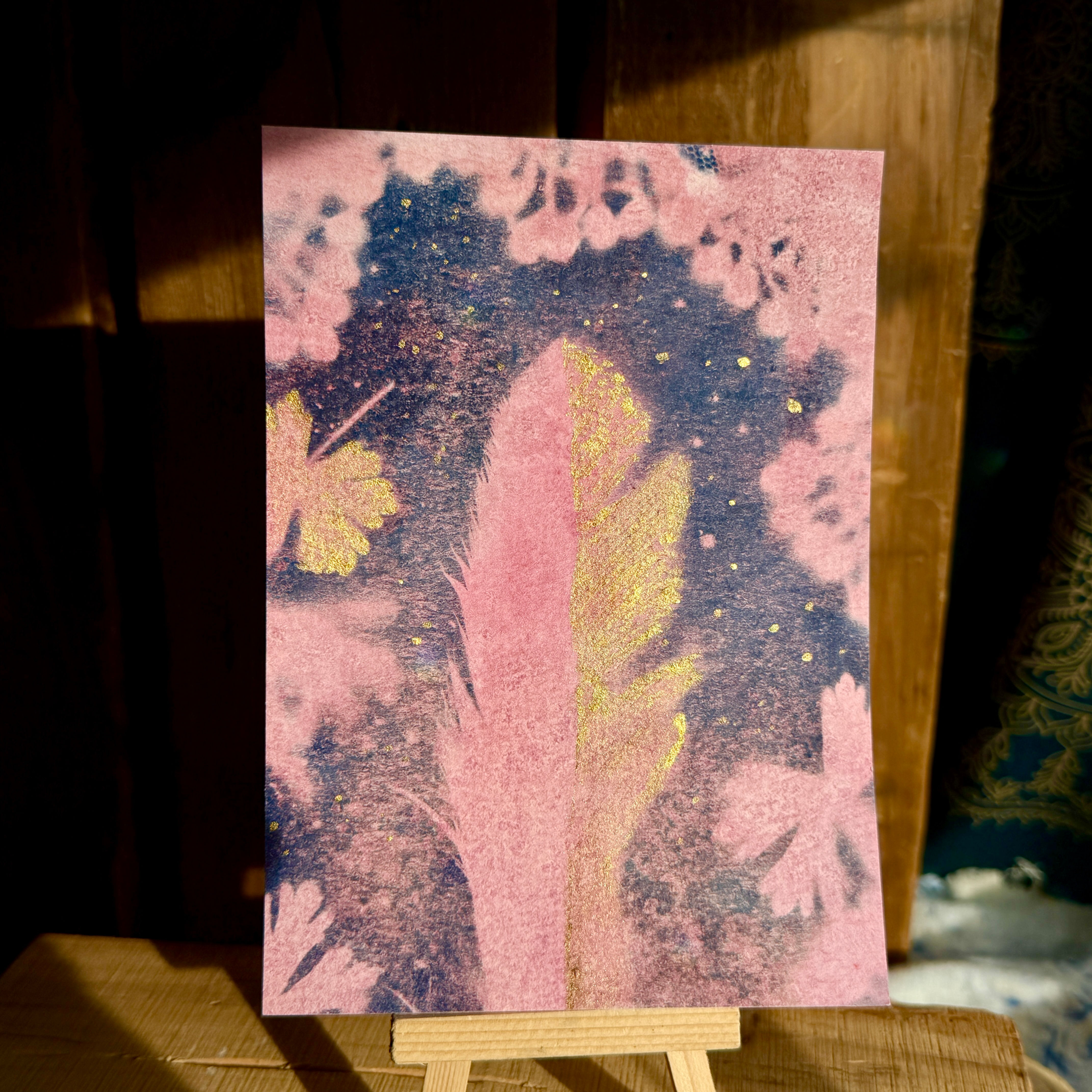 Rhiannon – 5 × 7 cyanotype mixed media original