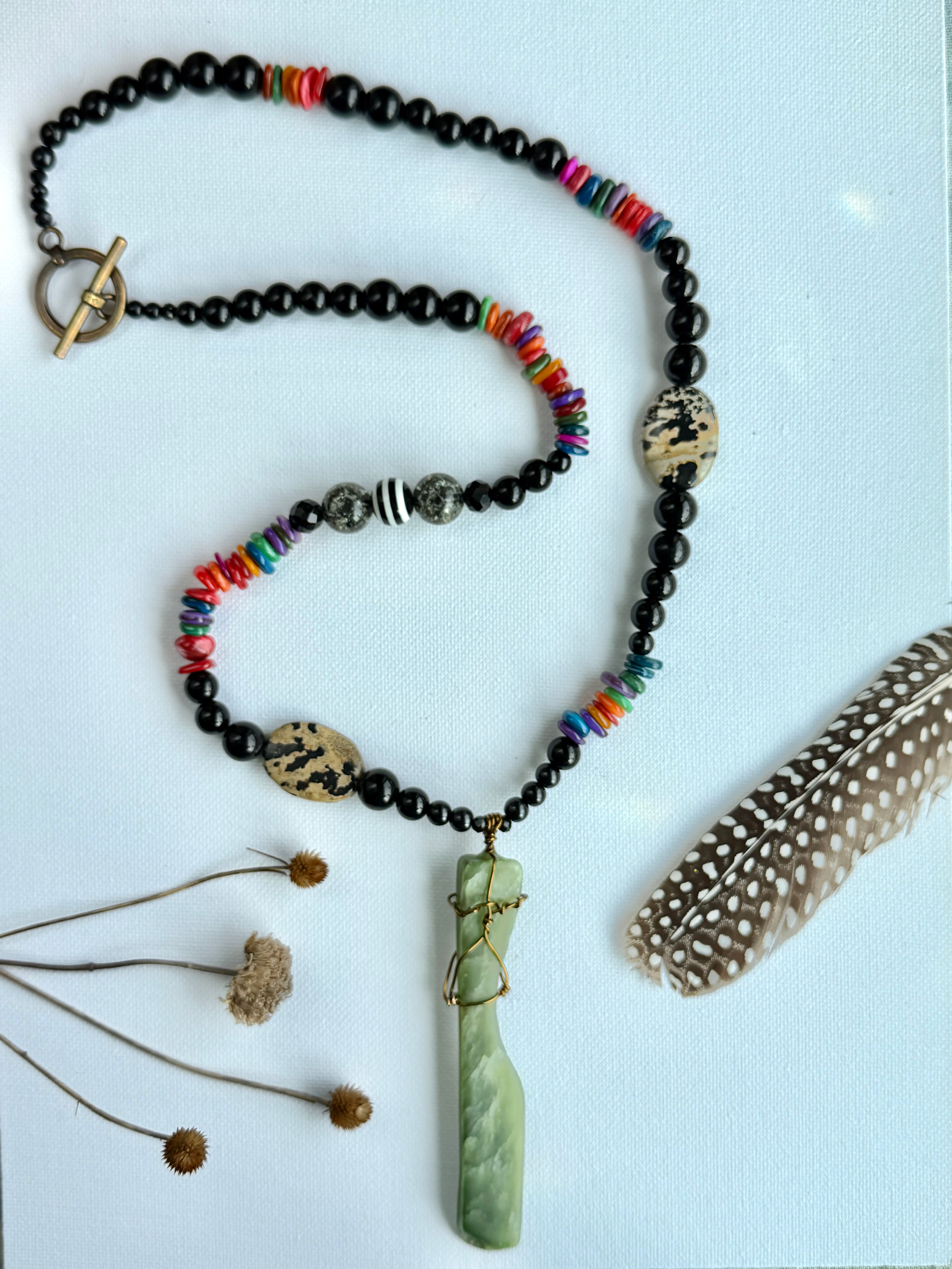 Baja at High Tide- Green Calcite Statement Necklace 