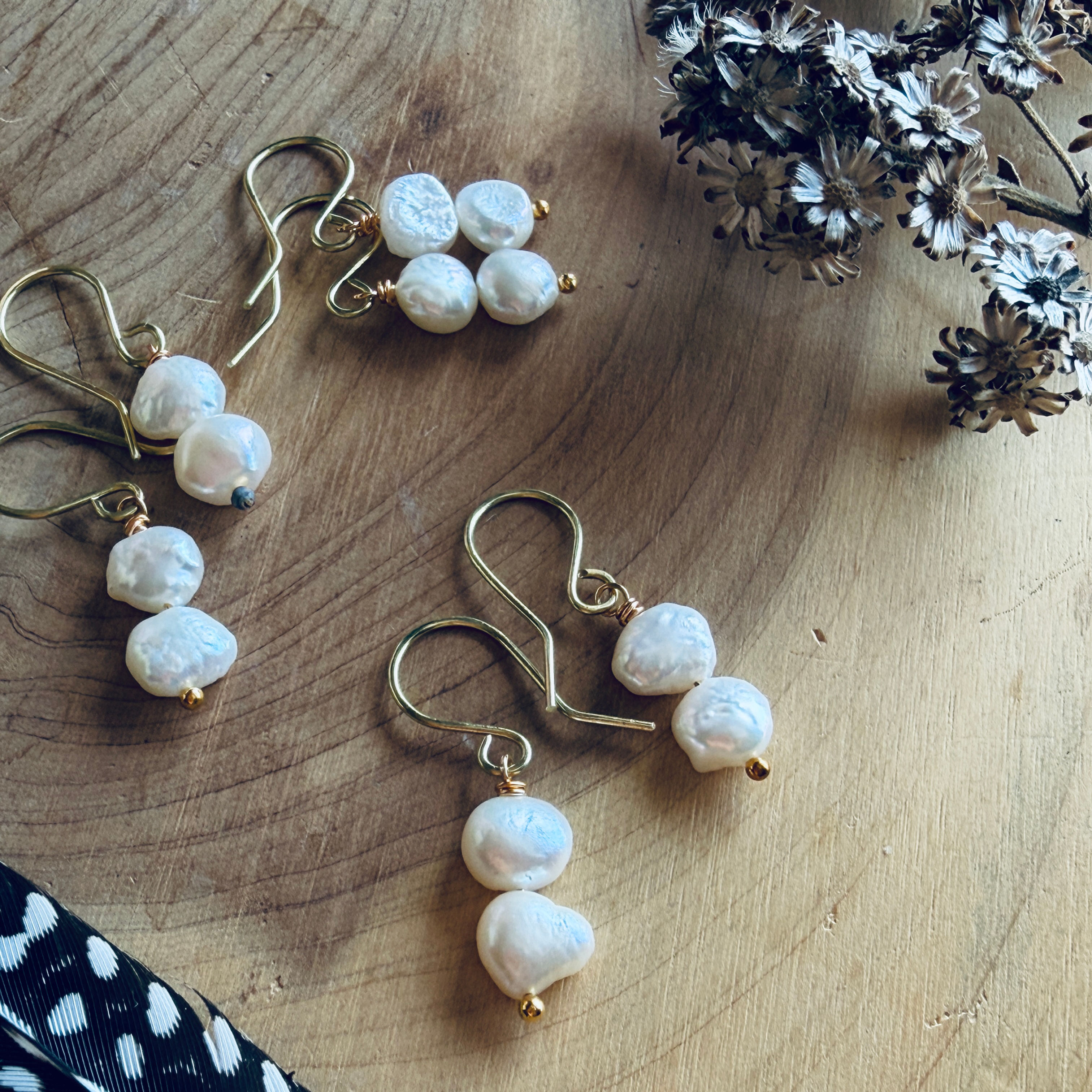“Pearl of a Girl” (natural white) - Pearl Earrings in Pink