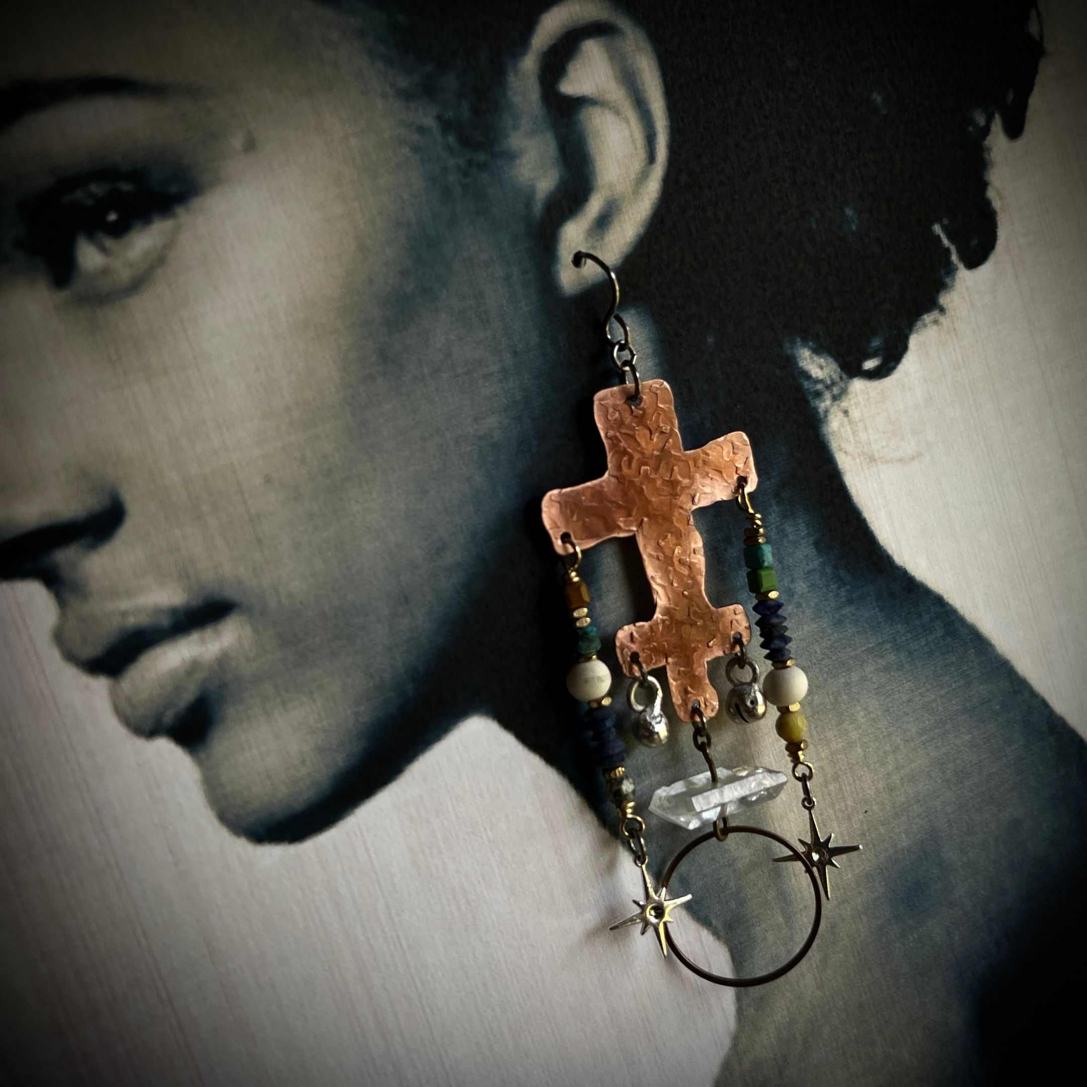 Outlaw Psalms-Copper and Gemstone Earrings