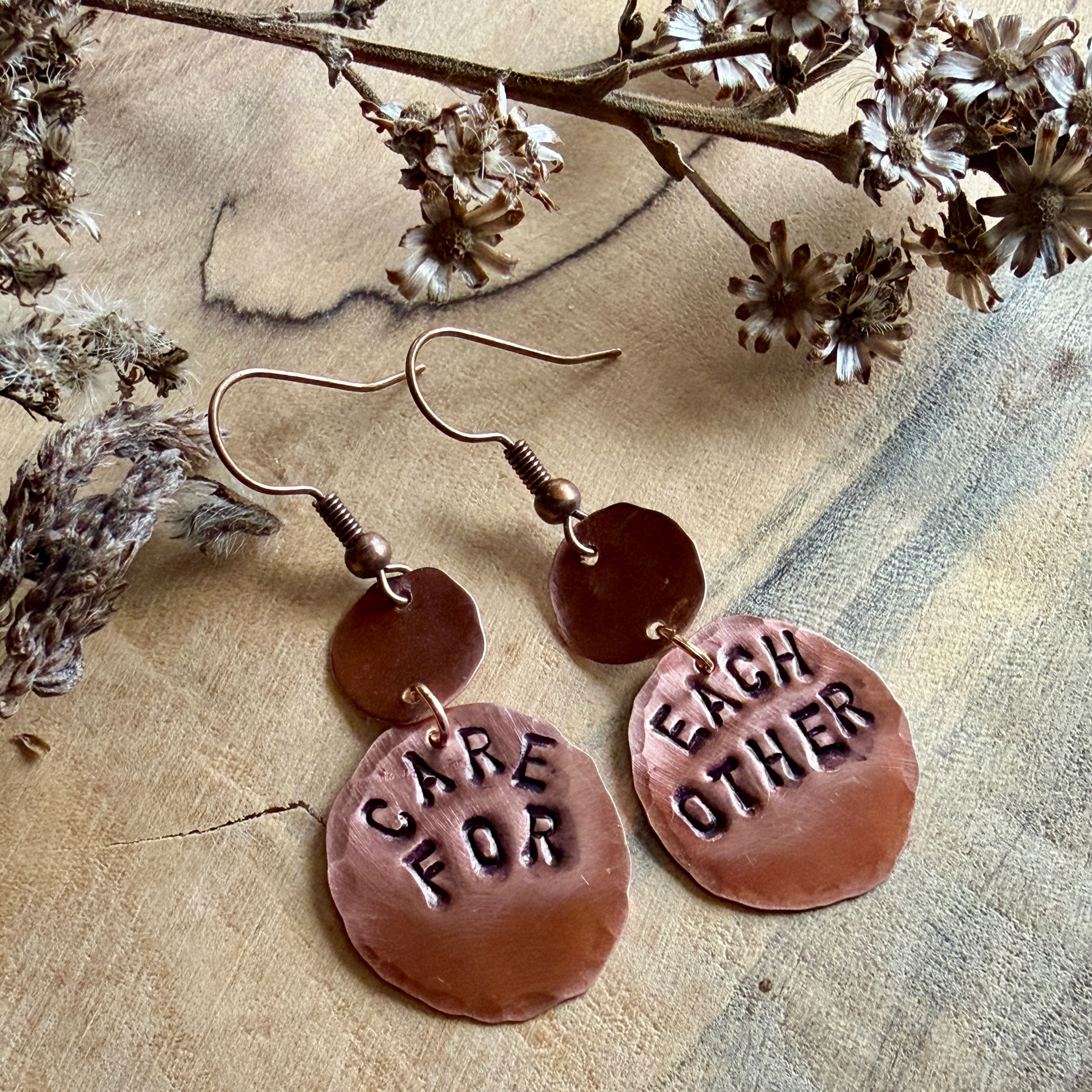 Give A Damn Copper Earrings 
